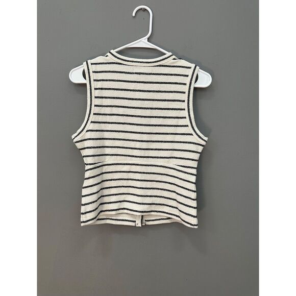 MADEWELL Split-Crewneck Cardigan Tank WHITE NAVY STRIPE NWT SIZE M - Picture 7 of 7